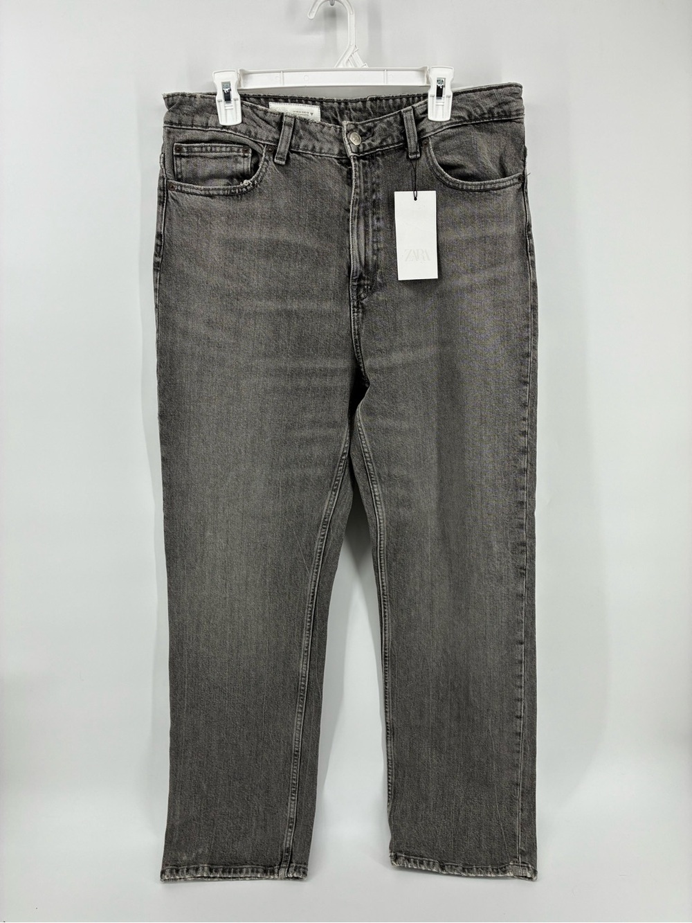 Zara Women's Gray Full Length High Rise Wide Leg Jeans
